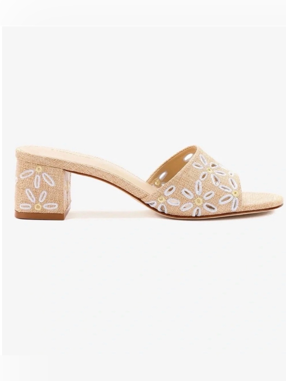 Larroude Brigitte Mule in Beige Raffia